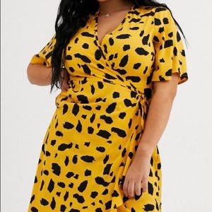 ASOS plus-size yellow animal print dress
